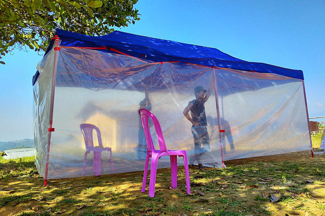 A temporary COVID-19 screening clinic set up by the Ta'ang Health Committee in Shan State, Myanmar.