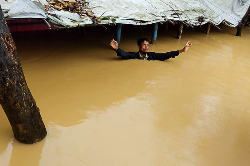 Flooding in Kutupalong Refugee Camp, Bangladesh.