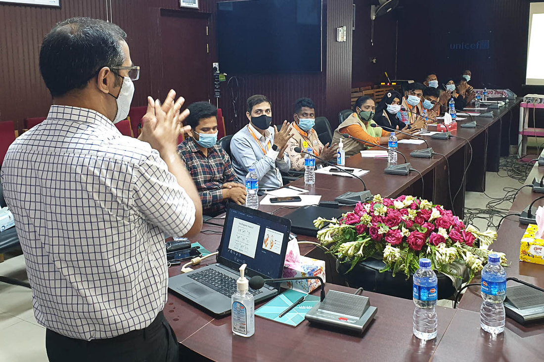 Support staff deployed at Sadar Hospital Isolation Center receive training from Community Partners International and Green Hill in Cox's Bazar, Bangladesh.