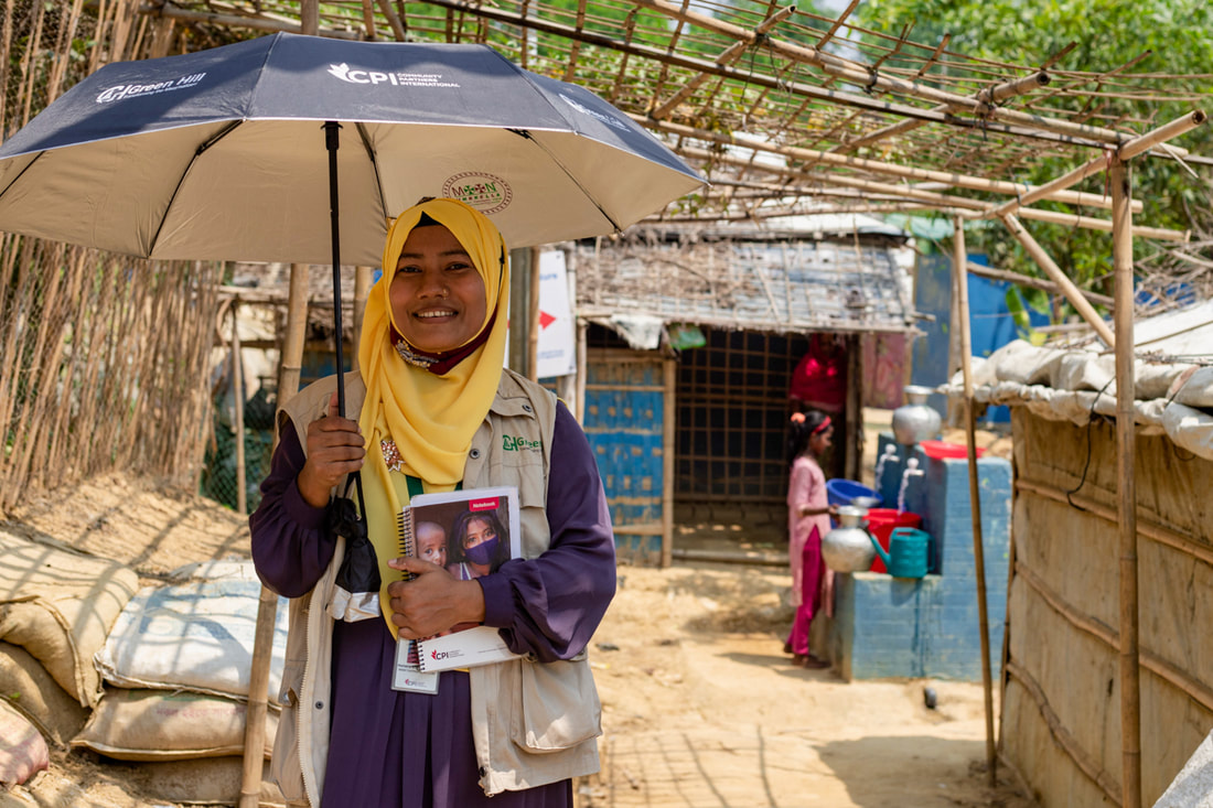 WASH community mobilizer Sweety on her rounds in Kutupalong Refugee Camp, Bangladesh.