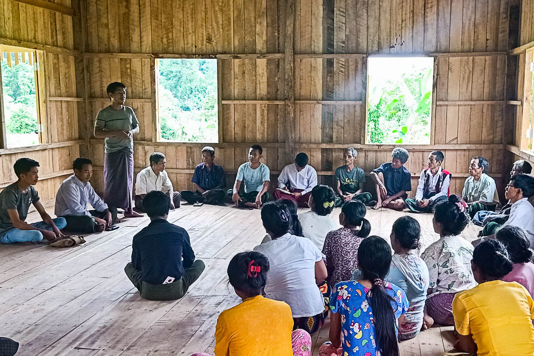 Villagers meet to discuss the food security project in Namlit Village in Myanmar's Naga Self-Administered Zone.
