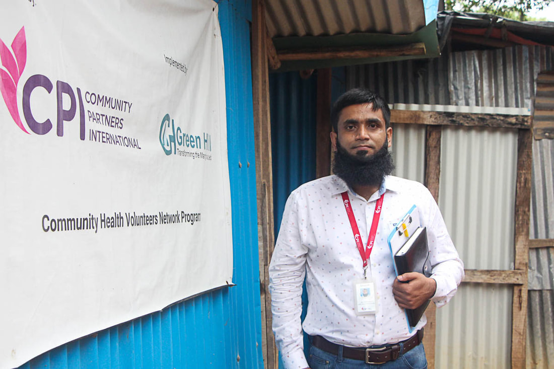 Ariful Islam, Manager of CPI-Green Hill's Health Outreach Program, in Kutupalong Refugee Camp, Cox's Bazar, Bangladesh.
