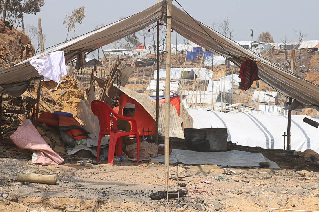 A makeshift tent in Kutupalong Refugee Camp, Cox's Bazar, Bangladesh.