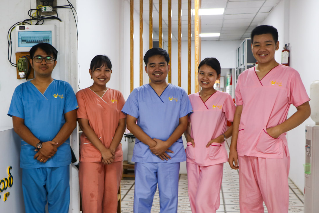 The health care team at Nae Thit Kyan Mar's clinic in Dagon Seikkan Township, Yangon, Myanmar. 