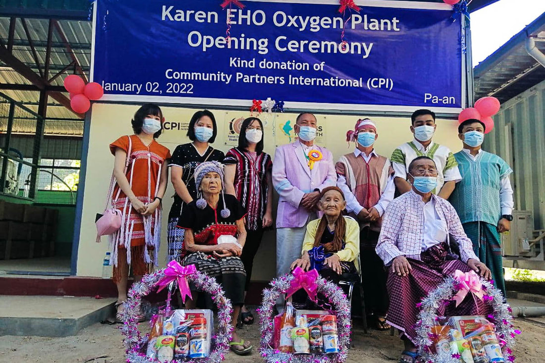 Representatives from KDHW, KEHOC and CPI attend the opening ceremony of the oxygen plant in Hpa-An, Myanmar. (KEHOC/KDHW/CPI)