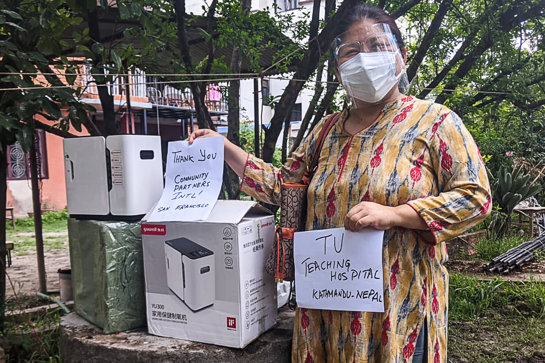 Oxygen concentrators supplied by Community Partners International reach the TU Teaching Hospital in Kathmandu, Nepal.