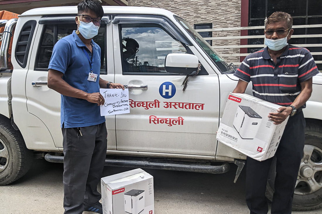 Oxygen concentrators supplied by Community Partners International reach Sindhuli Hospital in Sindhuli District, Nepal.